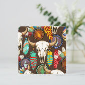 Buffalo Skull Native American Emblem サンキューカード (スタンド正面)