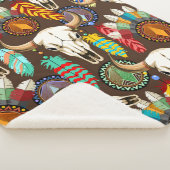 Buffalo Skull Native American Emblem シェルパブランケット (3/4)