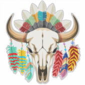 Buffalo Skull Native American Emblem シール (正面)