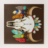 Buffalo Skull Native American Emblem ジグソーパズル (横)