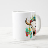 Buffalo Skull Native American Emblem ジャンボコーヒーマグカップ (正面右)