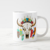 Buffalo Skull Native American Emblem ジャンボコーヒーマグカップ (右)