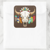 Buffalo Skull Native American Emblem スクエアシール (バッグ)