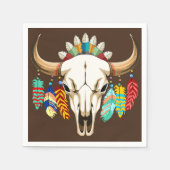 Buffalo Skull Native American Emblem スタンダードカクテルナプキン (正面)