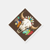 Buffalo Skull Native American Emblem スタンダードカクテルナプキン (角)