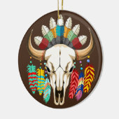 Buffalo Skull Native American Emblem セラミックオーナメント (左)