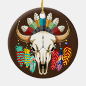 Buffalo Skull Native American Emblem セラミックオーナメント (裏面)