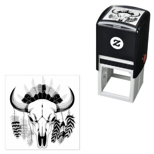 Buffalo Skull Native American Emblem セルフインキングスタンプ (インサイチュ)