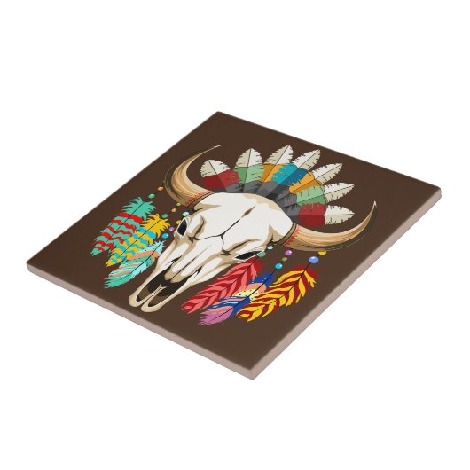 Buffalo Skull Native American Emblem タイル (側面)