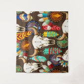 Buffalo Skull Native American Emblem タペストリー (正面)