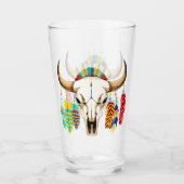 Buffalo Skull Native American Emblem タンブラーグラス (正面)
