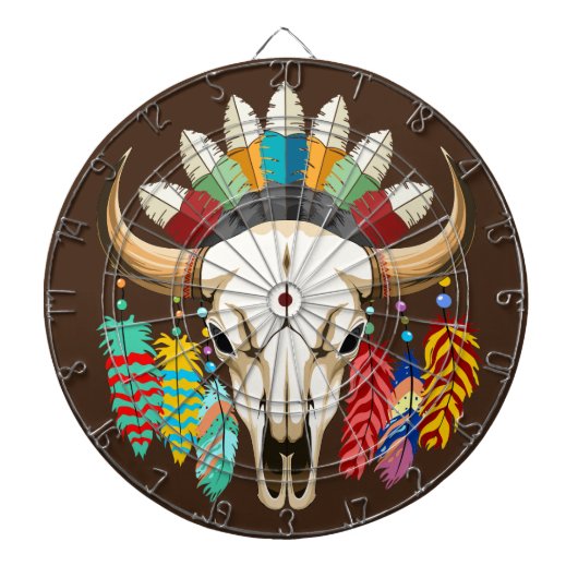 Buffalo Skull Native American Emblem ダーツボード (正面)