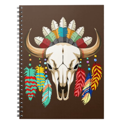 Buffalo Skull Native American Emblem ノートブック (正面)