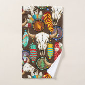 Buffalo Skull Native American Emblem バスタオルセット (ハンドタオル)