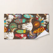 Buffalo Skull Native American Emblem バスタオルセット (ハンドタオル)