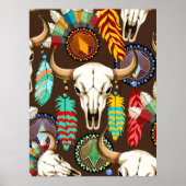 Buffalo Skull Native American Emblem ポスター (正面)