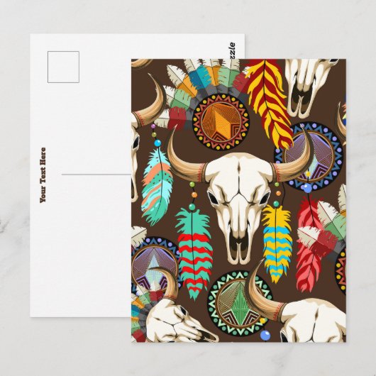 Buffalo Skull Native American Emblem ポストカード (正面/裏面)
