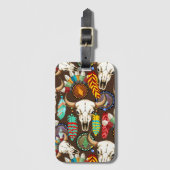 Buffalo Skull Native American Emblem ラゲッジタグ (正面縦)