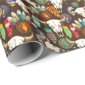 Buffalo Skull Native American Emblem ラッピングペーパー (ロールコーナー)