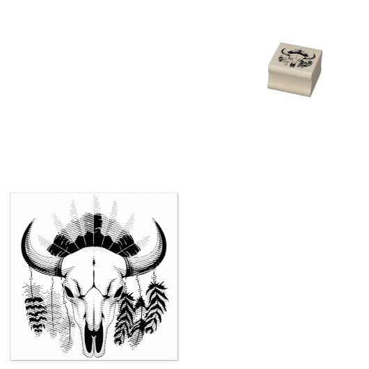 Buffalo Skull Native American Emblem ラバースタンプ (押印)