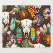 Buffalo Skull Native American Emblem リキュールボトルラベル (シングルラベル)