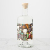 Buffalo Skull Native American Emblem リキュールボトルラベル (正面)