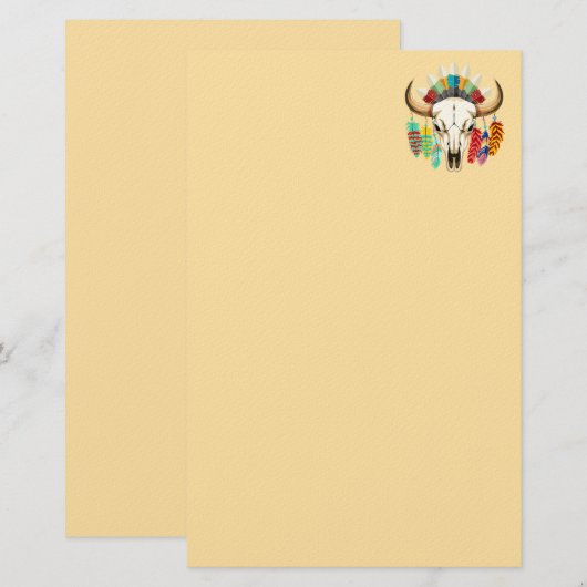 Buffalo Skull Native American Emblem 便箋 (正面/裏面)