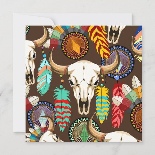 Buffalo Skull Native American Emblem 招待状 (正面)
