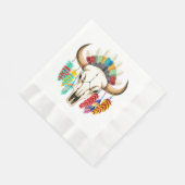 Buffalo Skull Native American Emblem 縁ありランチョンナプキン (角)