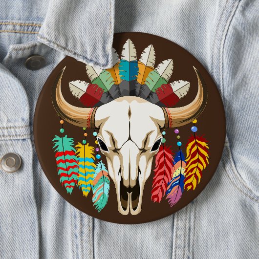 Buffalo Skull Native American Emblem 缶バッジ (インサイチュ)