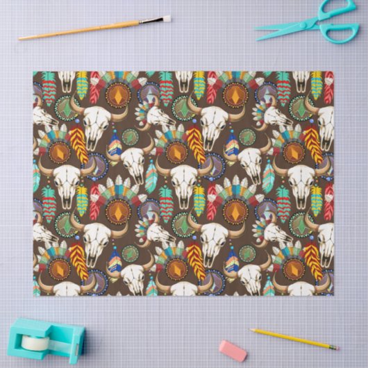 Buffalo Skull Native American Emblem 薄葉紙 (クラフト)