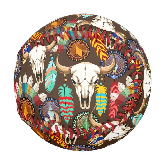 Buffalo Skull Native American Emblem 野球ボール (裏面左)