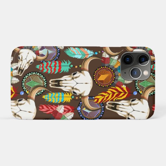 Buffalo Skull Native American Emblem Case-Mate iPhoneケース (裏面(横))