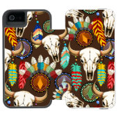 Buffalo Skull Native American Emblem Incipio iPhoneウォレットケース (フォリオ Open)