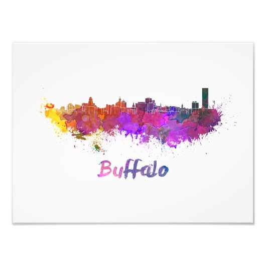 Buffalo skyline in watercolor フォトプリント            (正面)