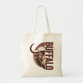 Buffalo typo with illustration Bull Bag design トートバッグ (正面)