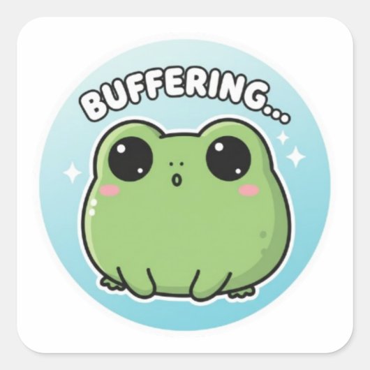 Buffering Frog Sticker Cute Blank Frog Meme Kawaii スクエアシール (正面)