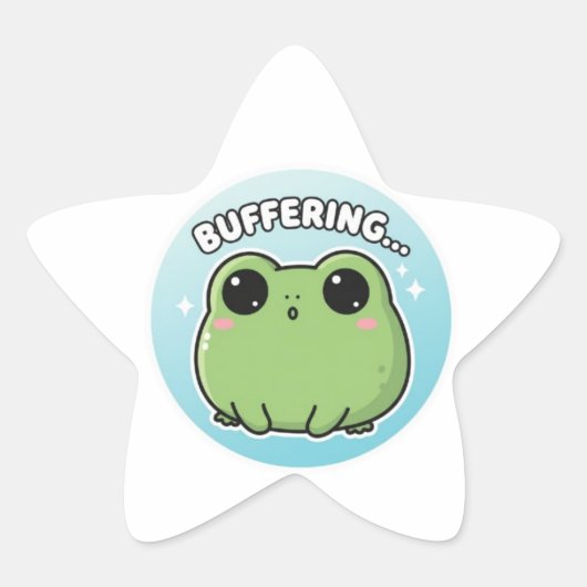 Buffering Frog Sticker Cute Blank Frog Meme Kawaii 星シール (正面)