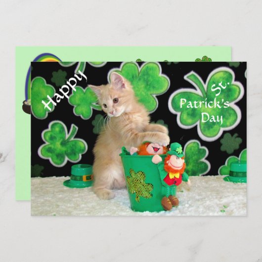 Buffington's St. Patrick's Day Flat Card - Cat (正面/裏面)