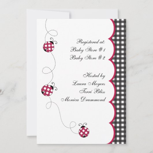 Bugギンガムの女性ベビーシャワーの招待状 招待状 (裏面)