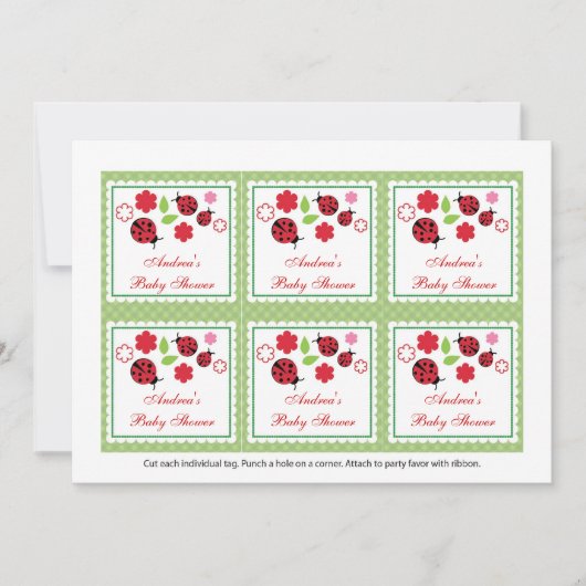 Bug女性ベビーシャワーのメッセージカード 招待状 (正面)