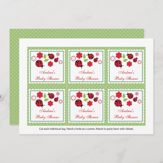 Bug女性ベビーシャワーのメッセージカード 招待状 (正面/裏面)