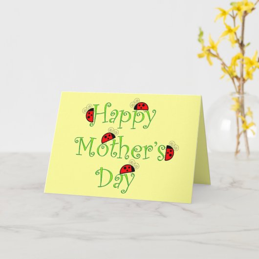 Bug女性母の日カード カード (黄色い花)