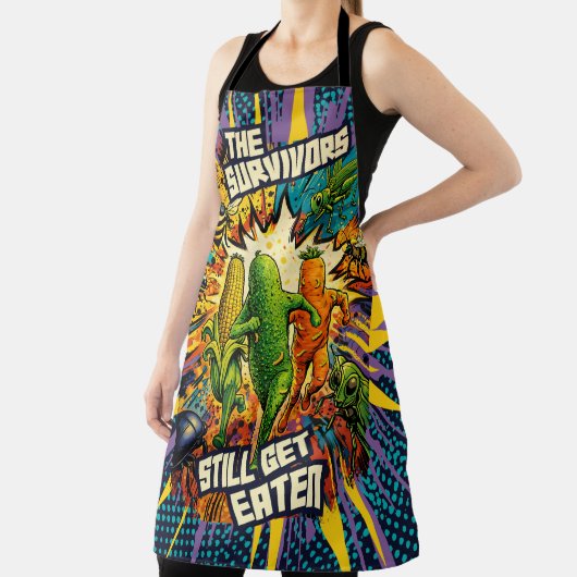 Bug attack panic vegetables cooking kitchen エプロン (インサイチュ)