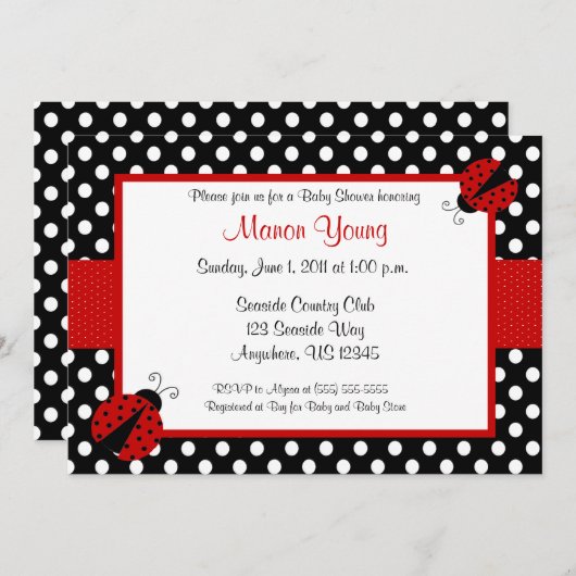 Bug Baby女性かブライダルシャワーの招待状 招待状 (正面/裏面)