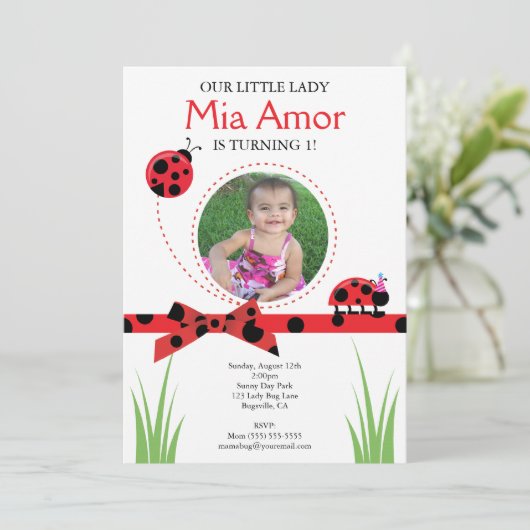 Bug Birthday Invitation小さい女性 招待状 (スタンド正面)