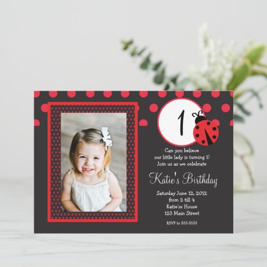 Bug Birthday Invitation赤い女性 招待状 (スタンド正面)