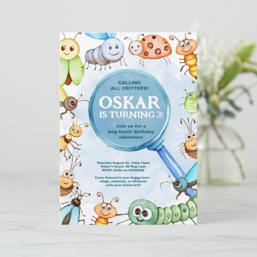 Bug Birthday Invitation, Critter Birthday Boy 招待状 (スタンド正面)