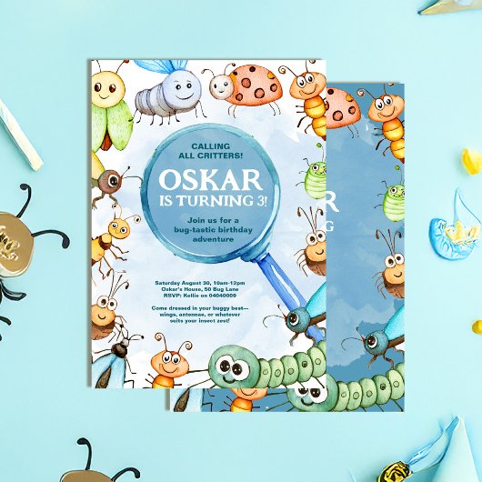 Bug Birthday Invitation, Critter Birthday Boy 招待状