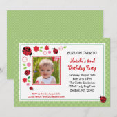 Bug Birthday Photo Invitation女性 招待状 (正面/裏面)